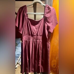 Plus size maroon mini dress